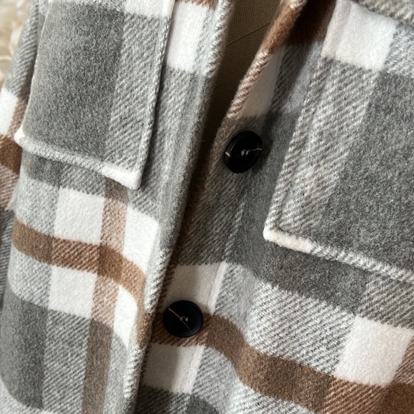 Unbranded Small Gray Plaid Flannel Cozy Warm Shacket Jacket Neutral Cabincore - Picture 4 of 8